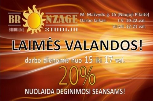 Vestuvinės šukuosenos, grožio procedūros, soliariumai Soliariumų studija "BRONZAGE"