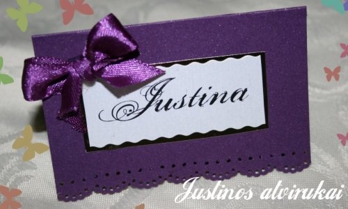 Kvietimai į vestuves Justinos šventiniai atvirukai, stalo kortelės, taurių papuošimai