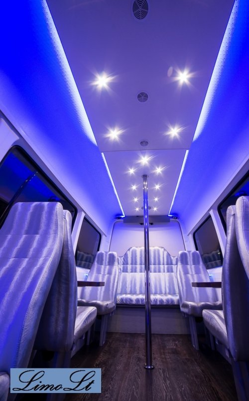 Mikroautobusų, autobusų nuoma 12 vietų išskirtinio interjero pramoginių mikroautobusų nuoma