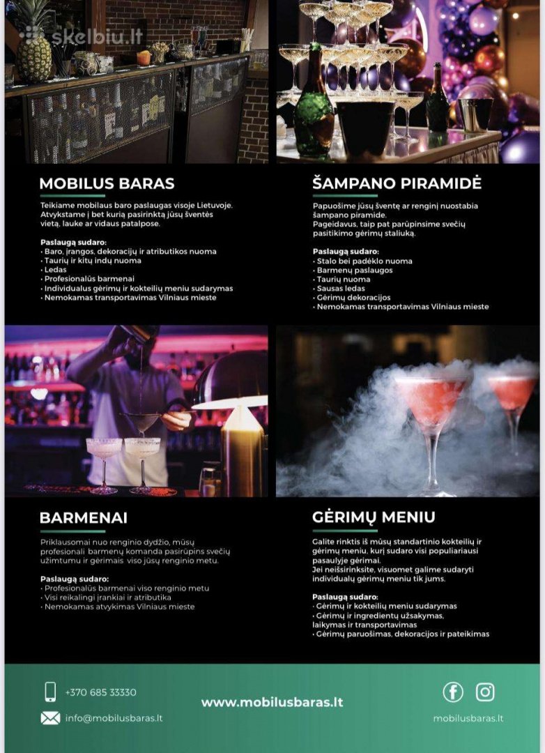 Maistas vestuvėms  Mobilus baras vestuvėms – profesionalūs barmenai ir įspūdingi kokteiliai jūsų šventei