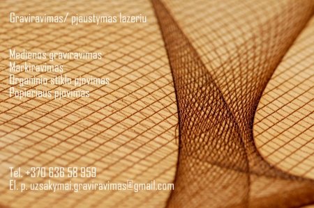 Graviruojame/ pjaustome lazeriu medieną, stiklą, org.stiklą, plas logo